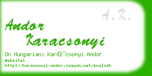 andor karacsonyi business card